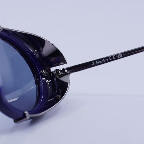 MaxMara SELMA MM0103 90X Sunglasses Blue/Silver Oval Frame - Picture 5 of 11